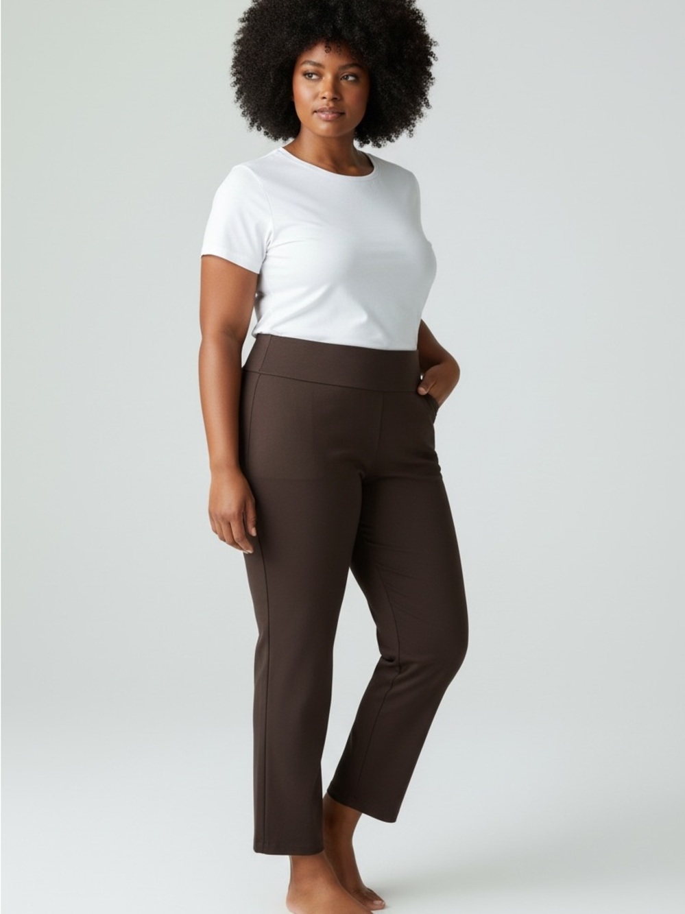 Brown Express Women's Pull-On High Waisted Wide Leg Palazzo Pant In Signature Po